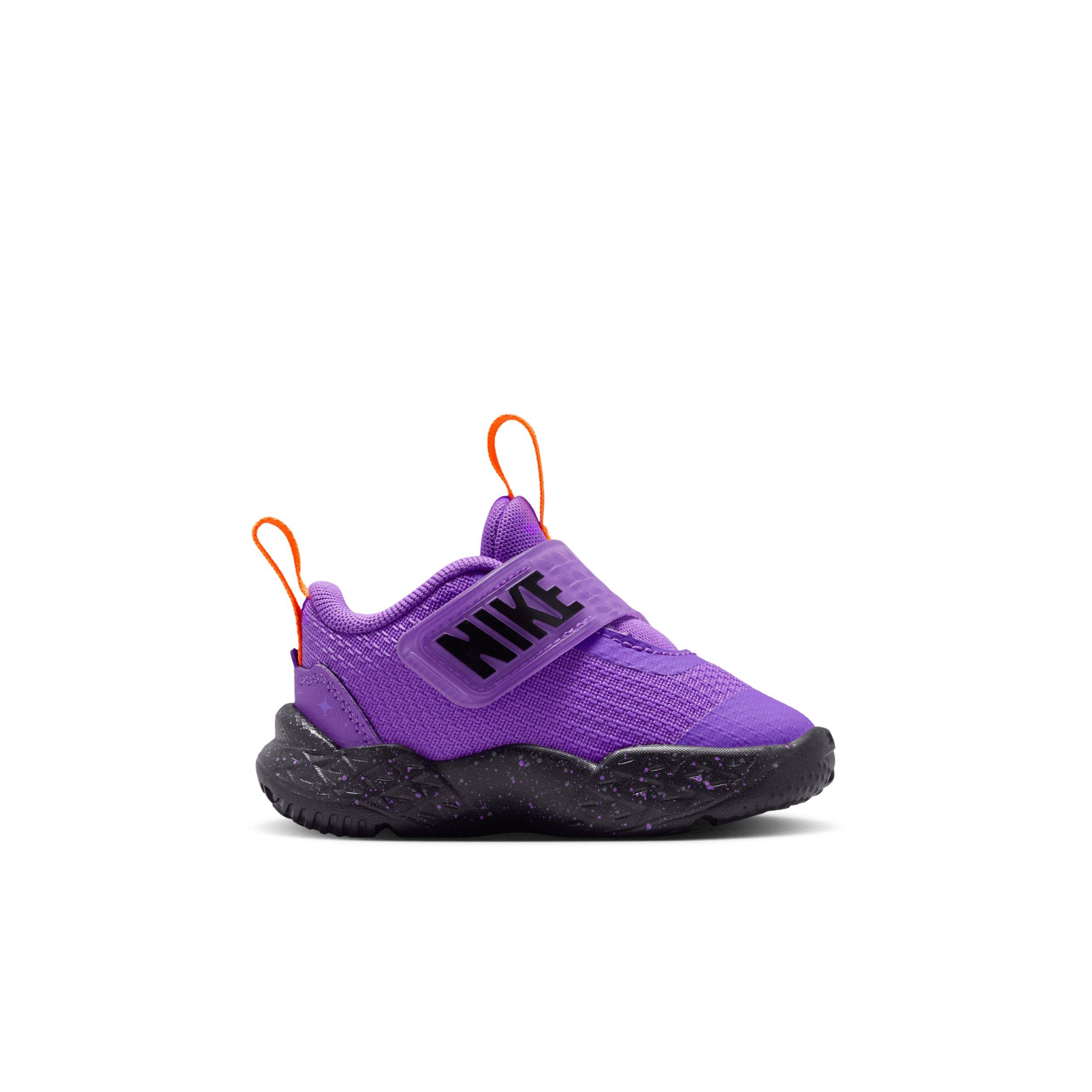 Nike Team Hustle D 12 "Bright Violet/Total Orange/Cool Grey/Black" Infant Girls' Basketball Shoe - VIOLET/ORANGE/GREY/BLACK